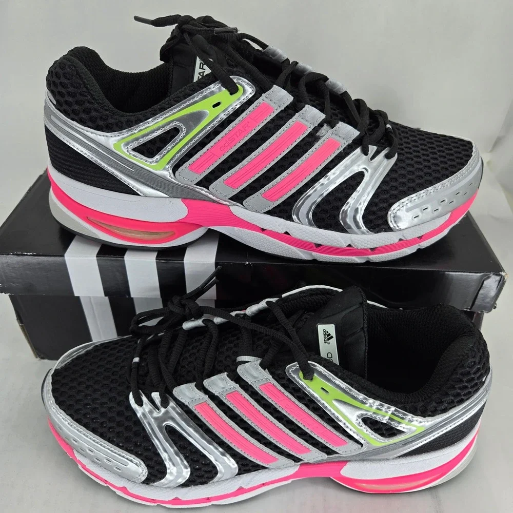 Adidas Adistar Control 5 Mens 10.5 Running Shoes Black Silver Pink JS0041 NEW